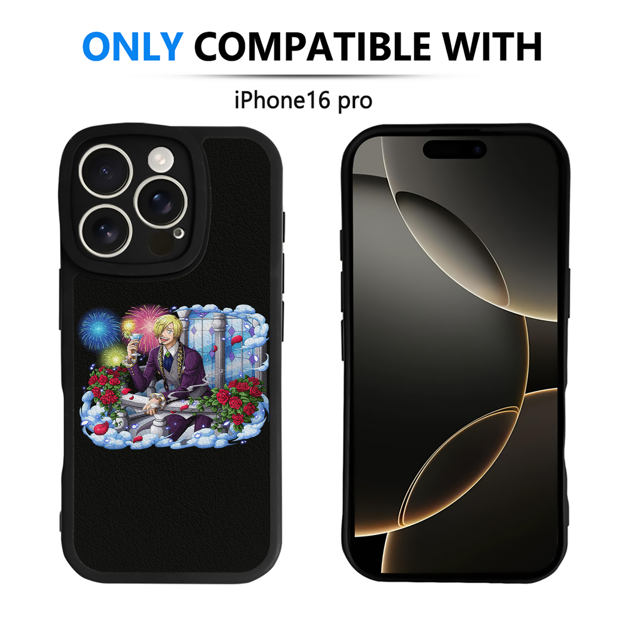 （画像用） ワンピース サンジ ONE PIECE Sanji 【iPhone 16シリーズ対応】シリコンスマホケース（レザー調） 材質：シリコン